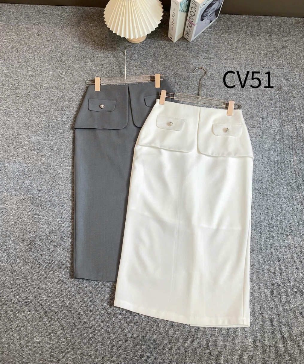 CV51 Chân váy ôm dài nắp túi