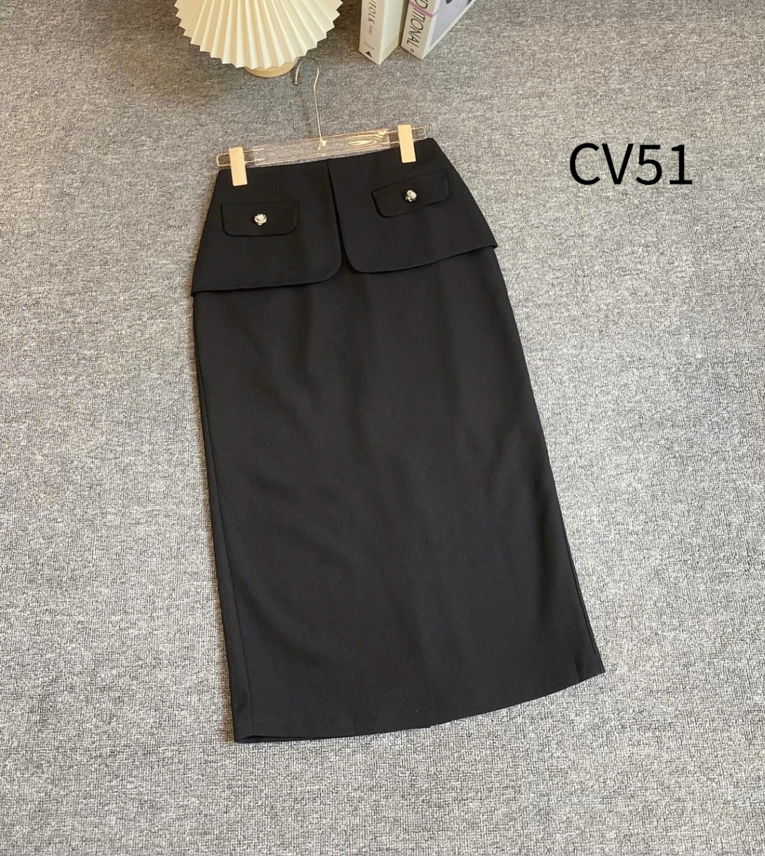 CV51 Chân váy ôm dài nắp túi