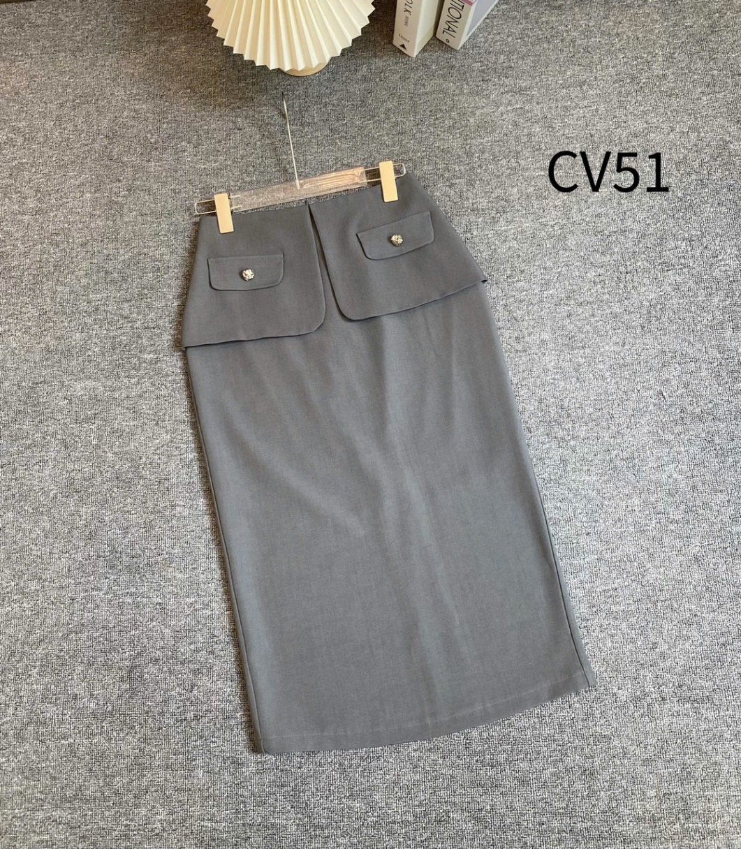 CV51 Chân váy ôm dài nắp túi