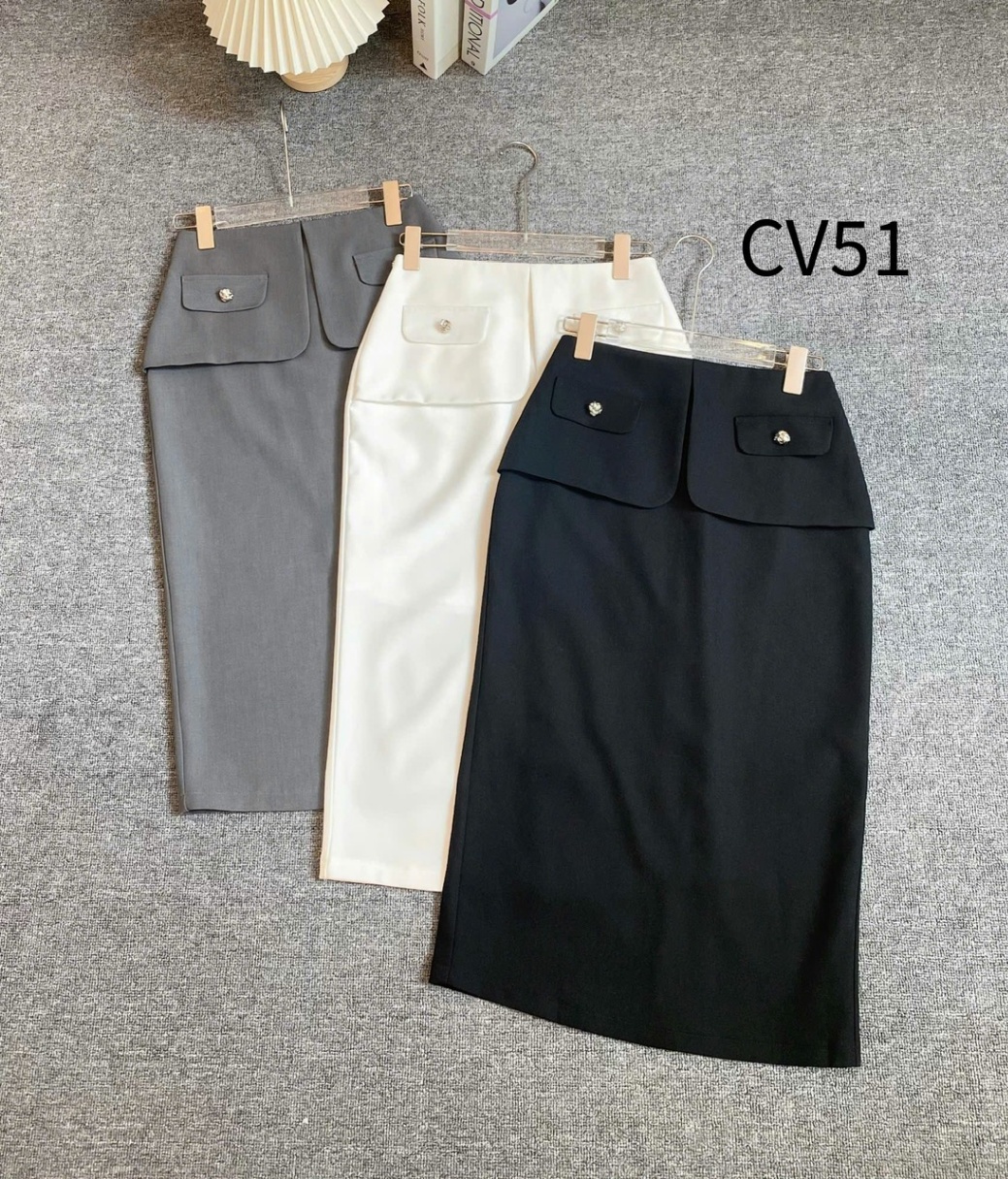 CV51 Chân váy ôm dài nắp túi
