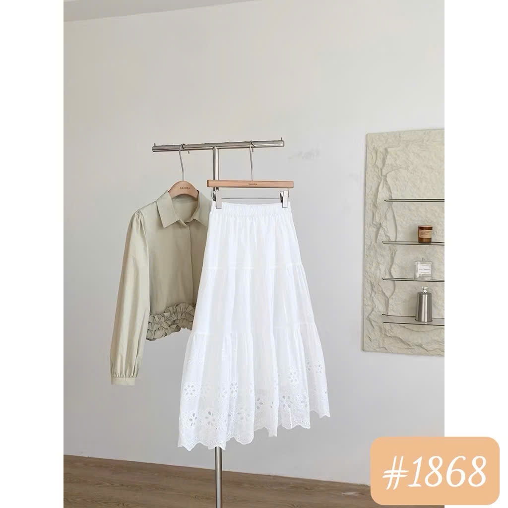 Cv1868 Chân váy ren dài