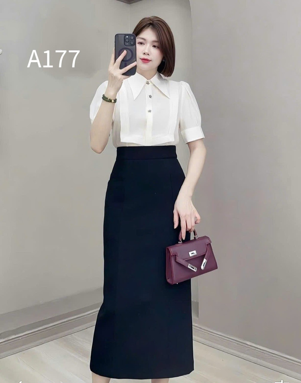 A177 Áo sơ mi viền vuông