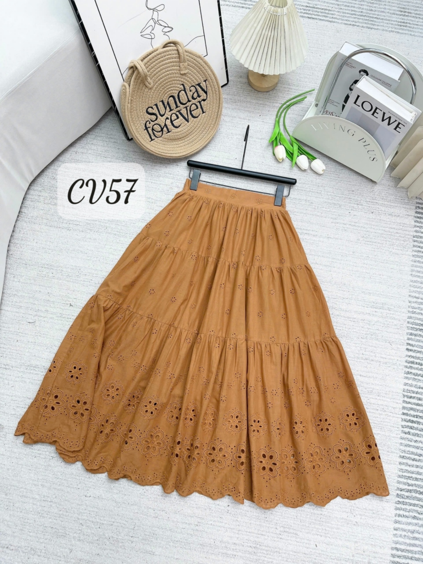 CV57 Váy xòe hoa lượn đi biển