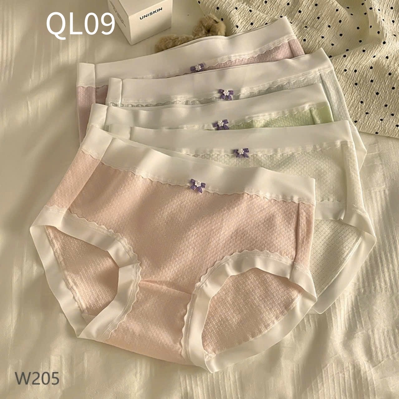 QL09 Quần lót cotton thoáng khí nơ hoa
