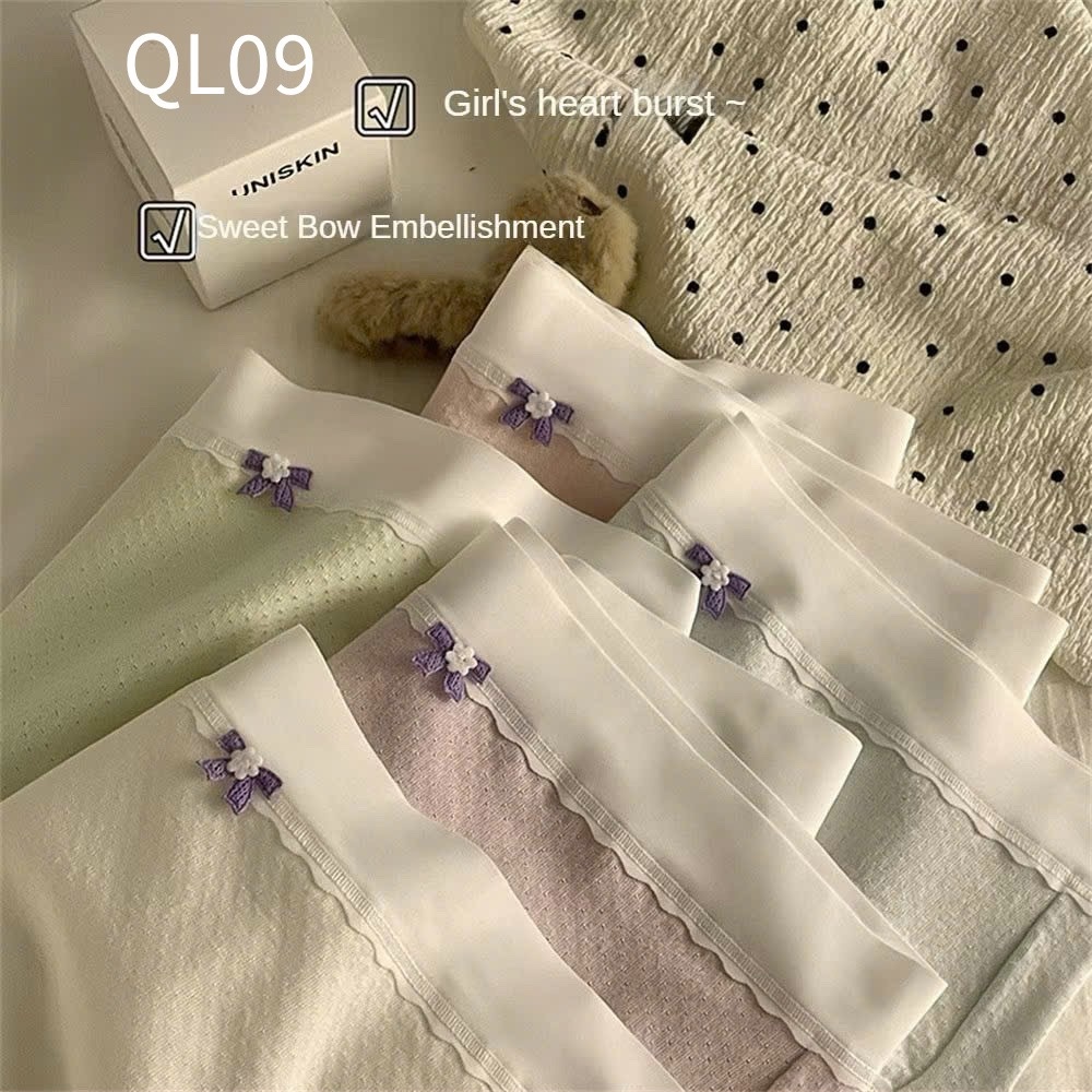 QL09 Quần lót cotton thoáng khí nơ hoa