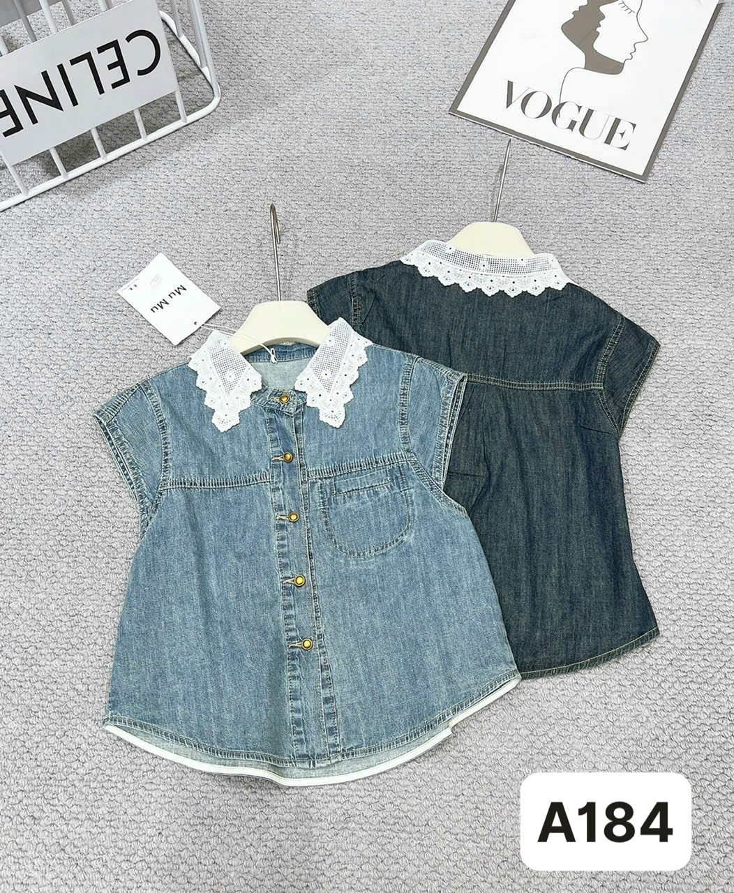 A184 Áo bò mềm phối cổ ren