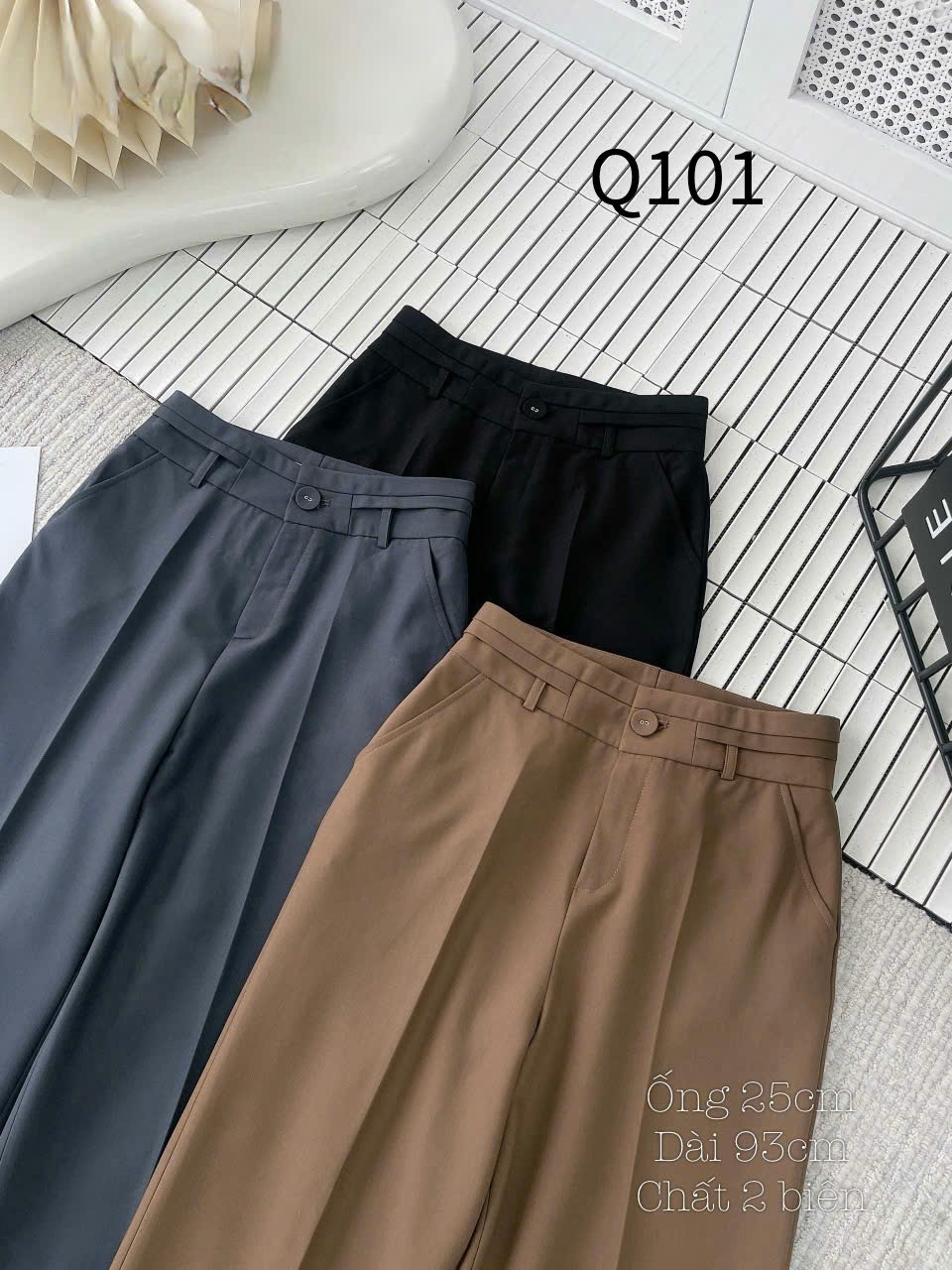 Q101 Quần xuông cạp cách điệu