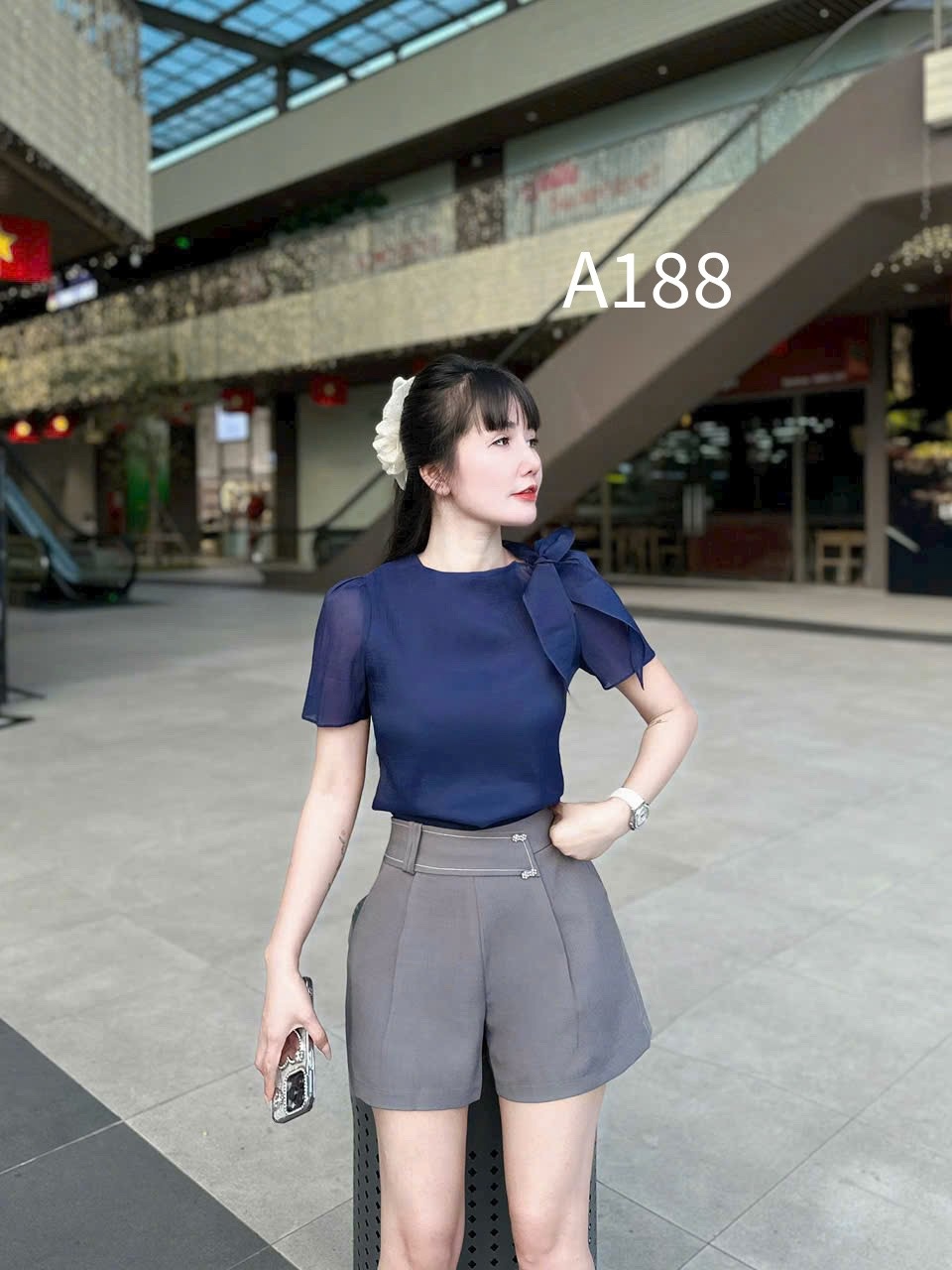 A188 Áo sơ mi buộc nơ vai