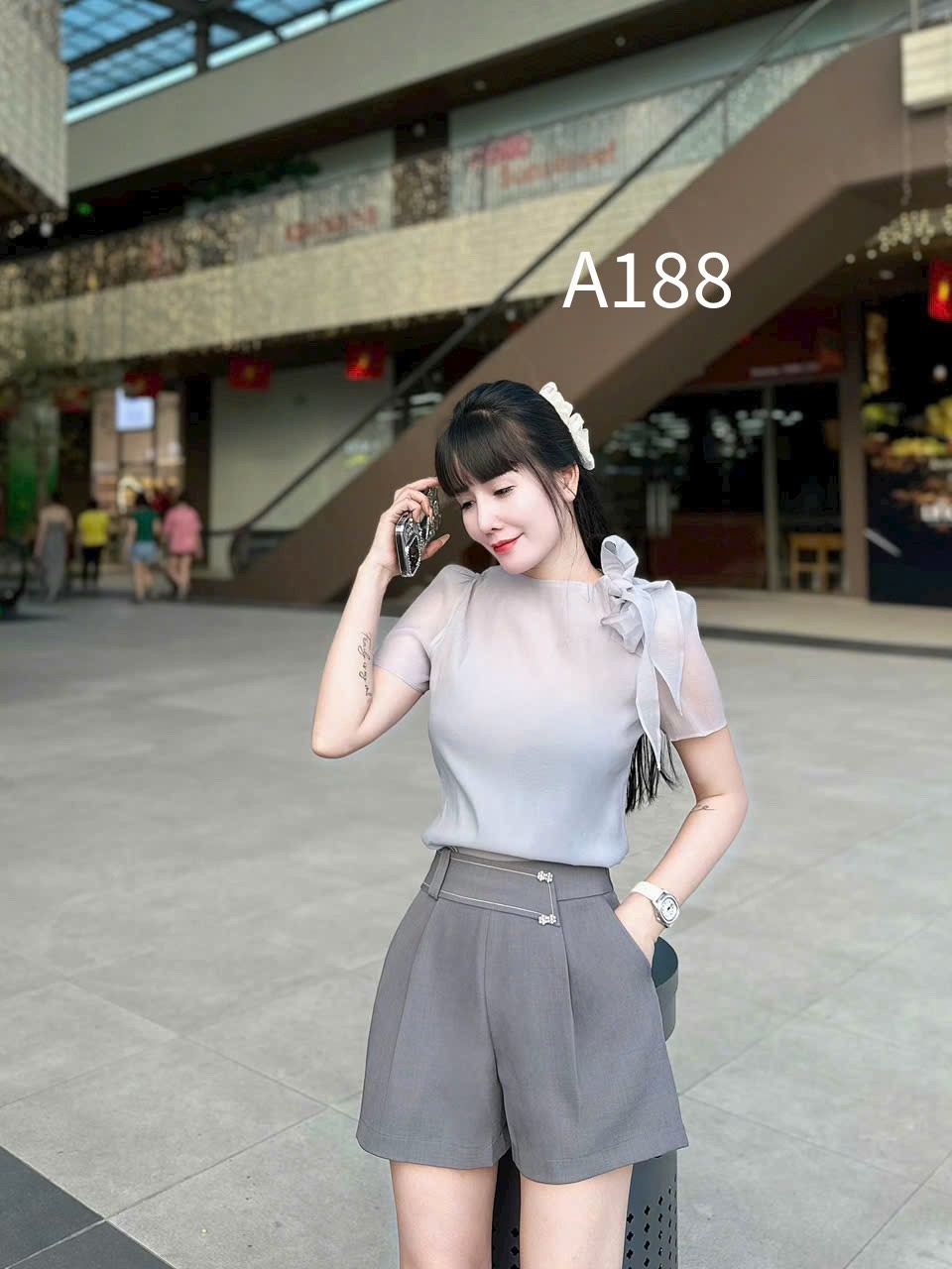 A188 Áo sơ mi buộc nơ vai