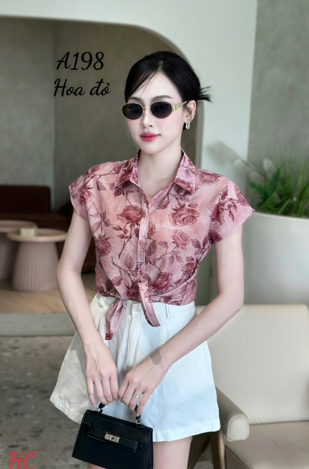 A198 Áo sơ mi hoa tay hến