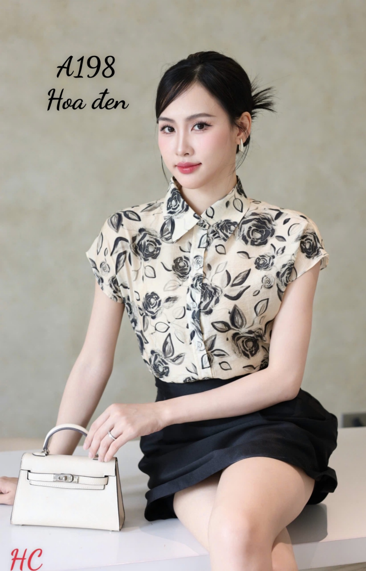 A198 Áo sơ mi hoa tay hến