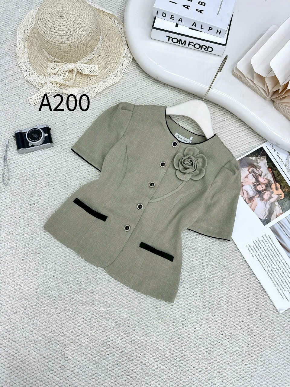 A200 Áo kí giả túi cơi phối hoa