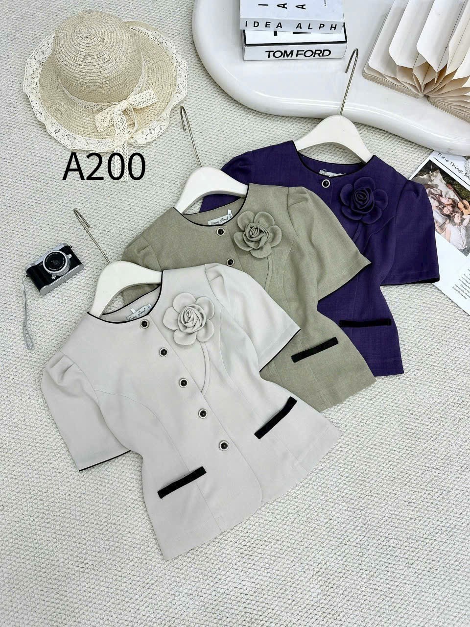 A200 Áo kí giả túi cơi phối hoa