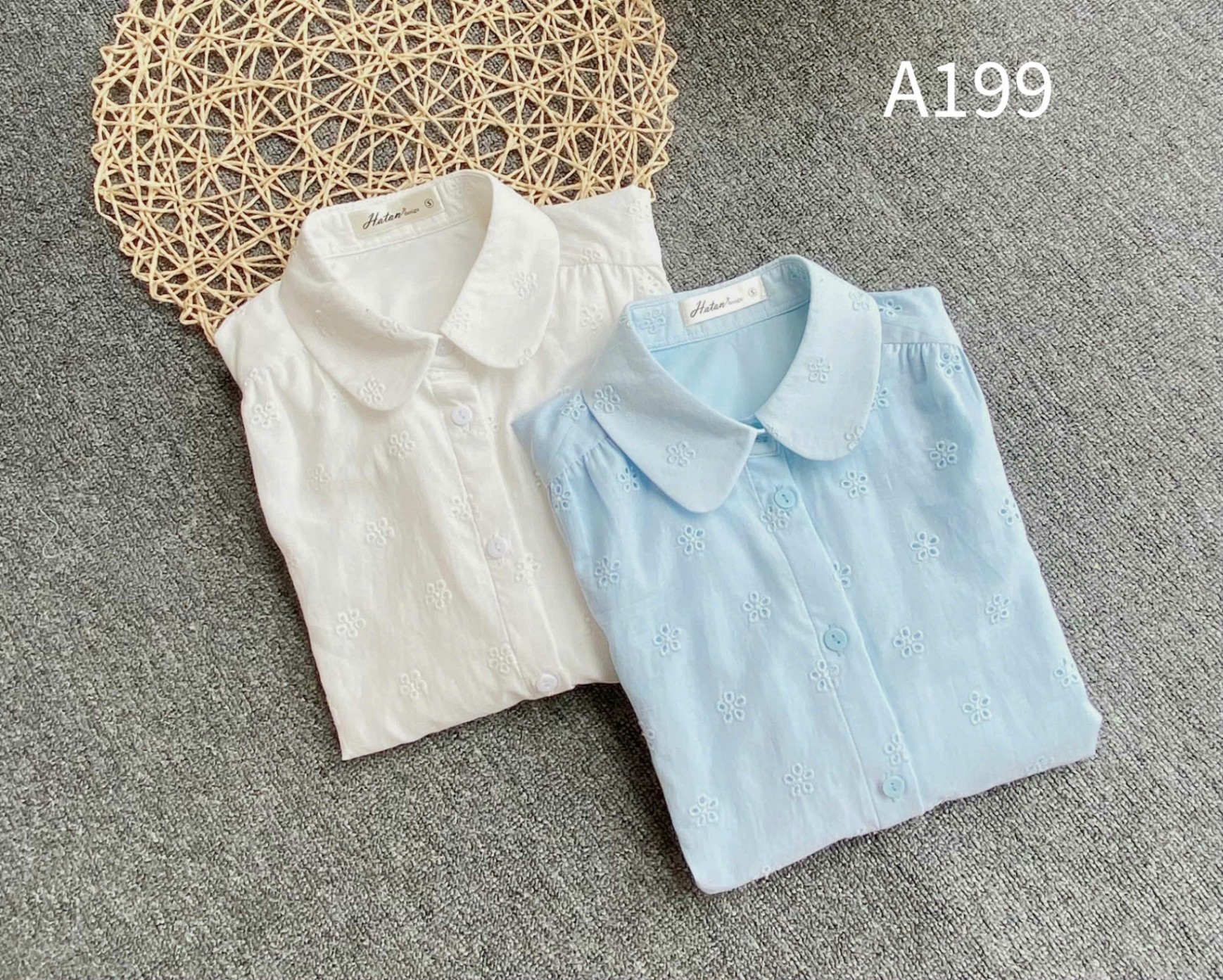 A199 Áo sơ mi cổ sen hoa nhí