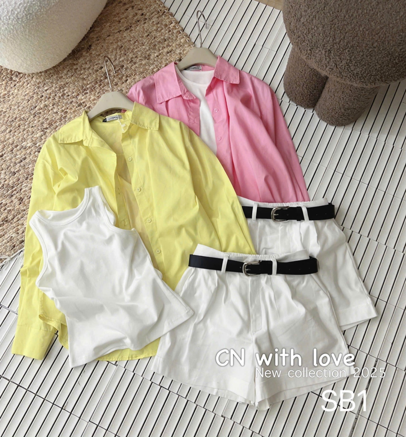 SB1 Set sơ mi ba lỗ kèm quần
