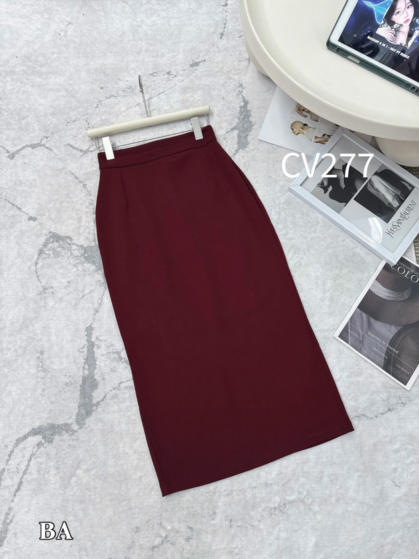 CV277 Chân váy ôm dáng dài 2 ly cạp