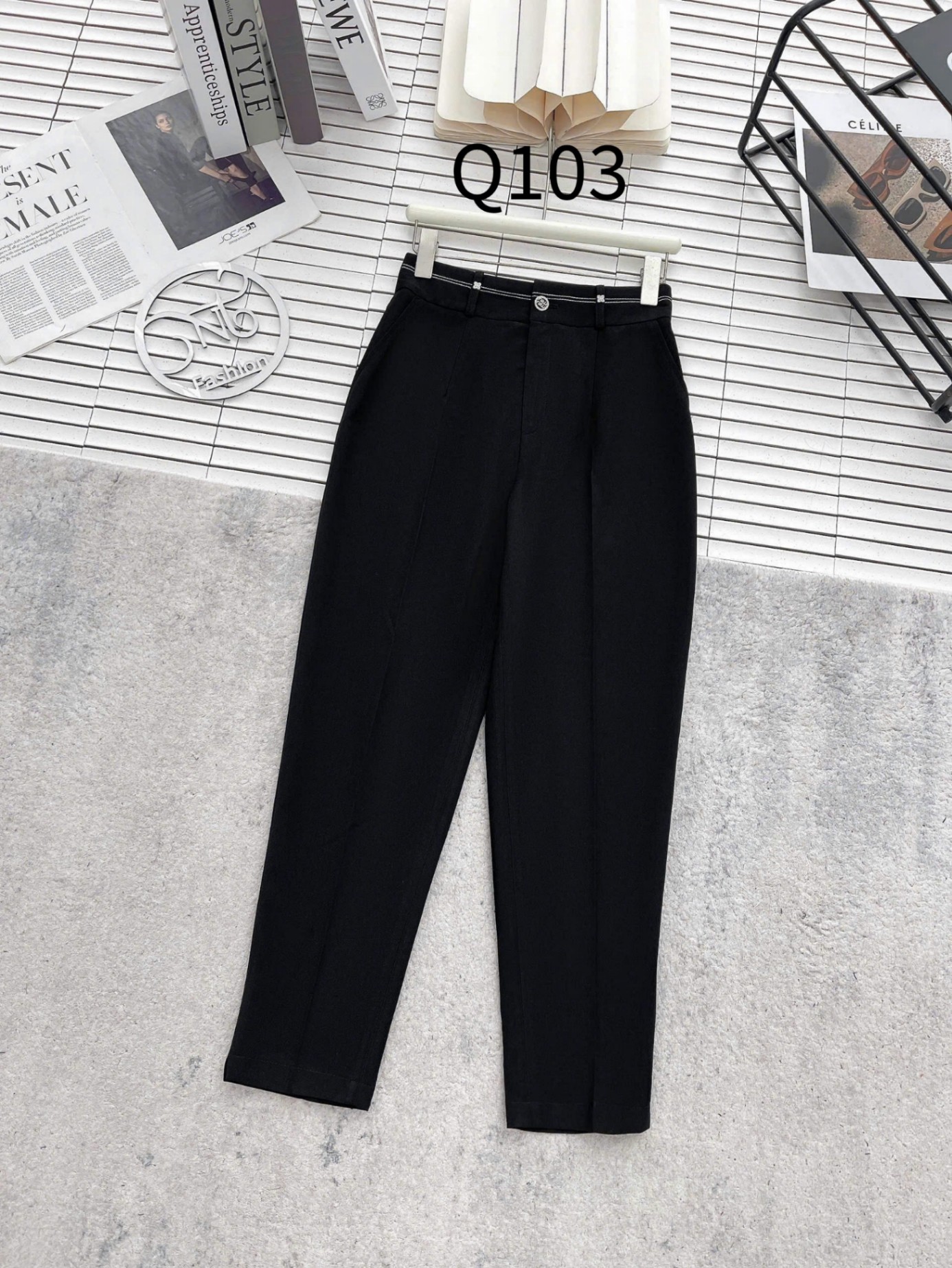 Q103 Quần baggy thêu chỉ tag hoa