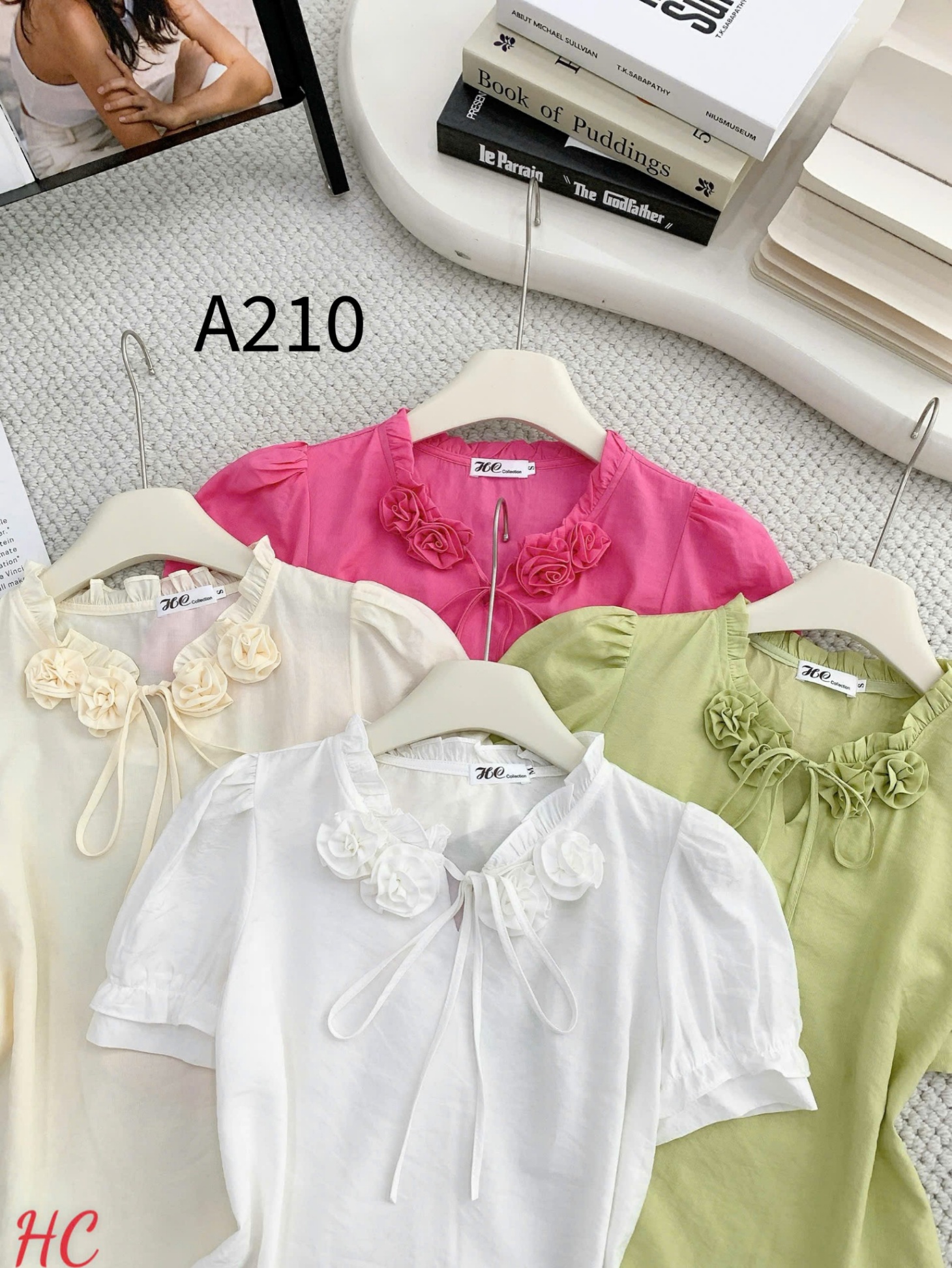A210 Áo sơ mi cổ hoa dây nơ