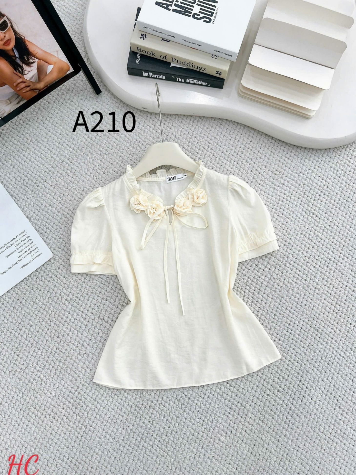 A210 Áo sơ mi cổ hoa dây nơ