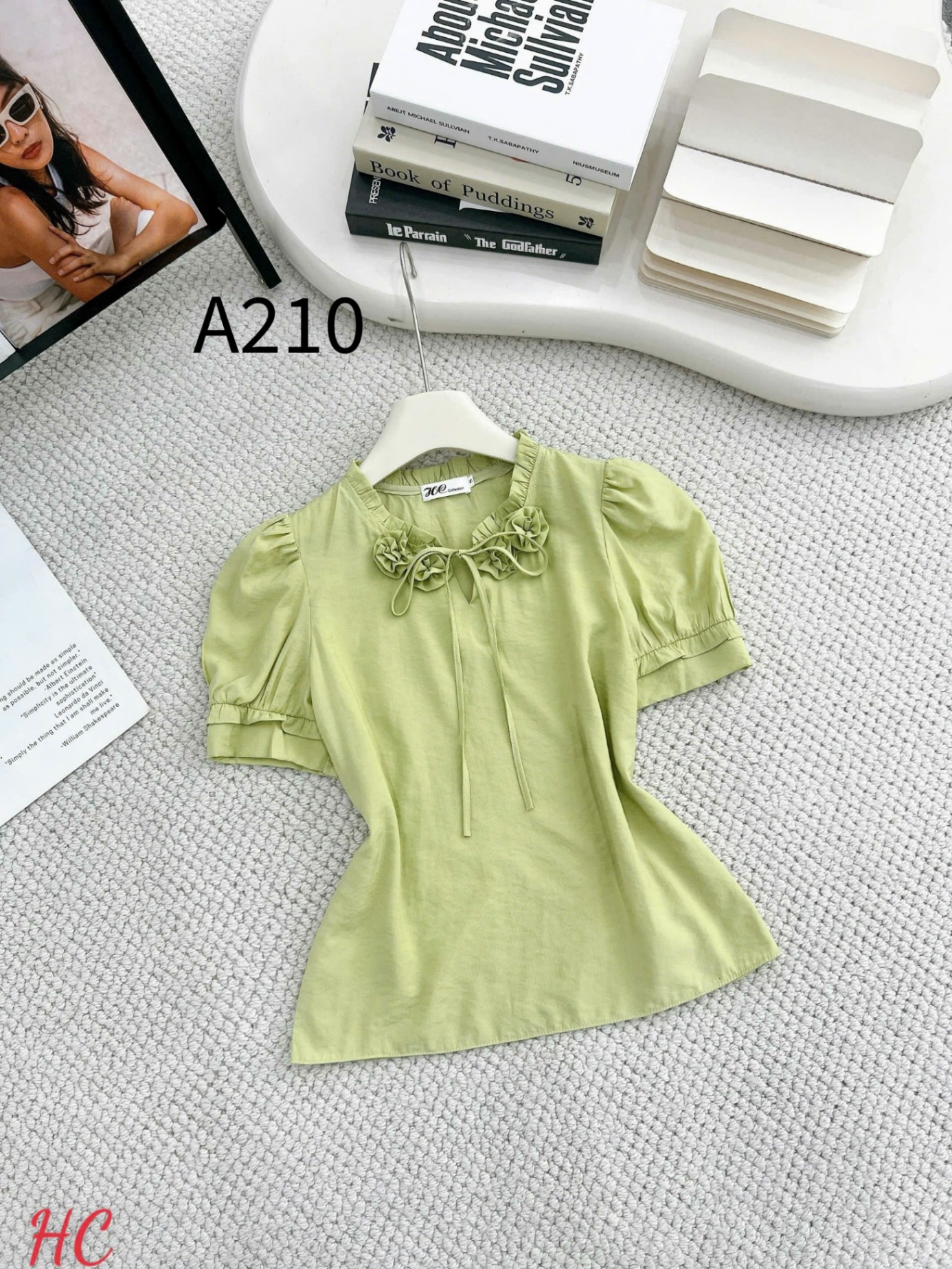 A210 Áo sơ mi cổ hoa dây nơ