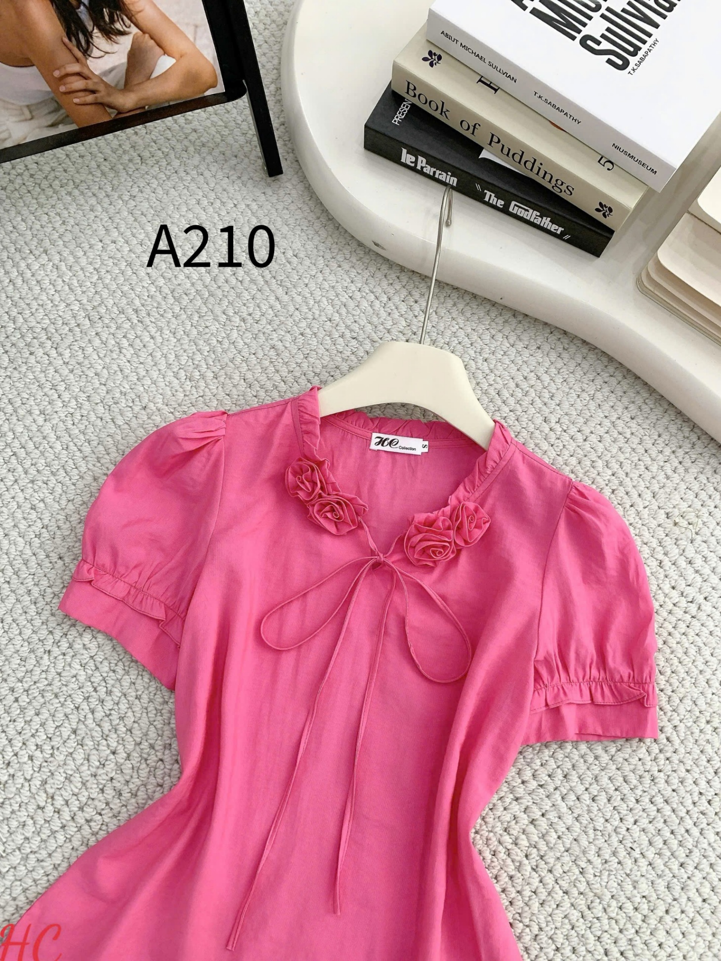 A210 Áo sơ mi cổ hoa dây nơ