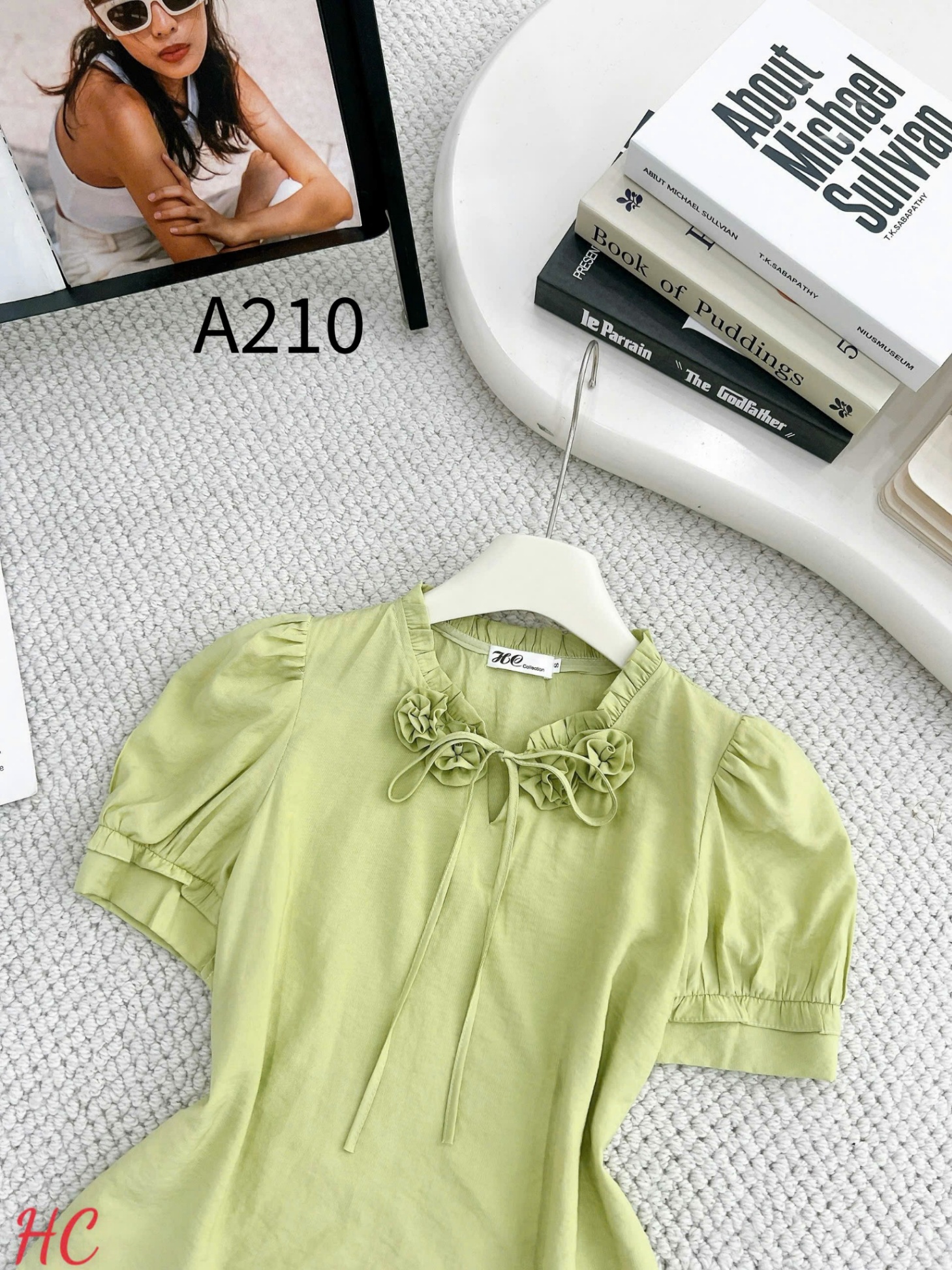 A210 Áo sơ mi cổ hoa dây nơ