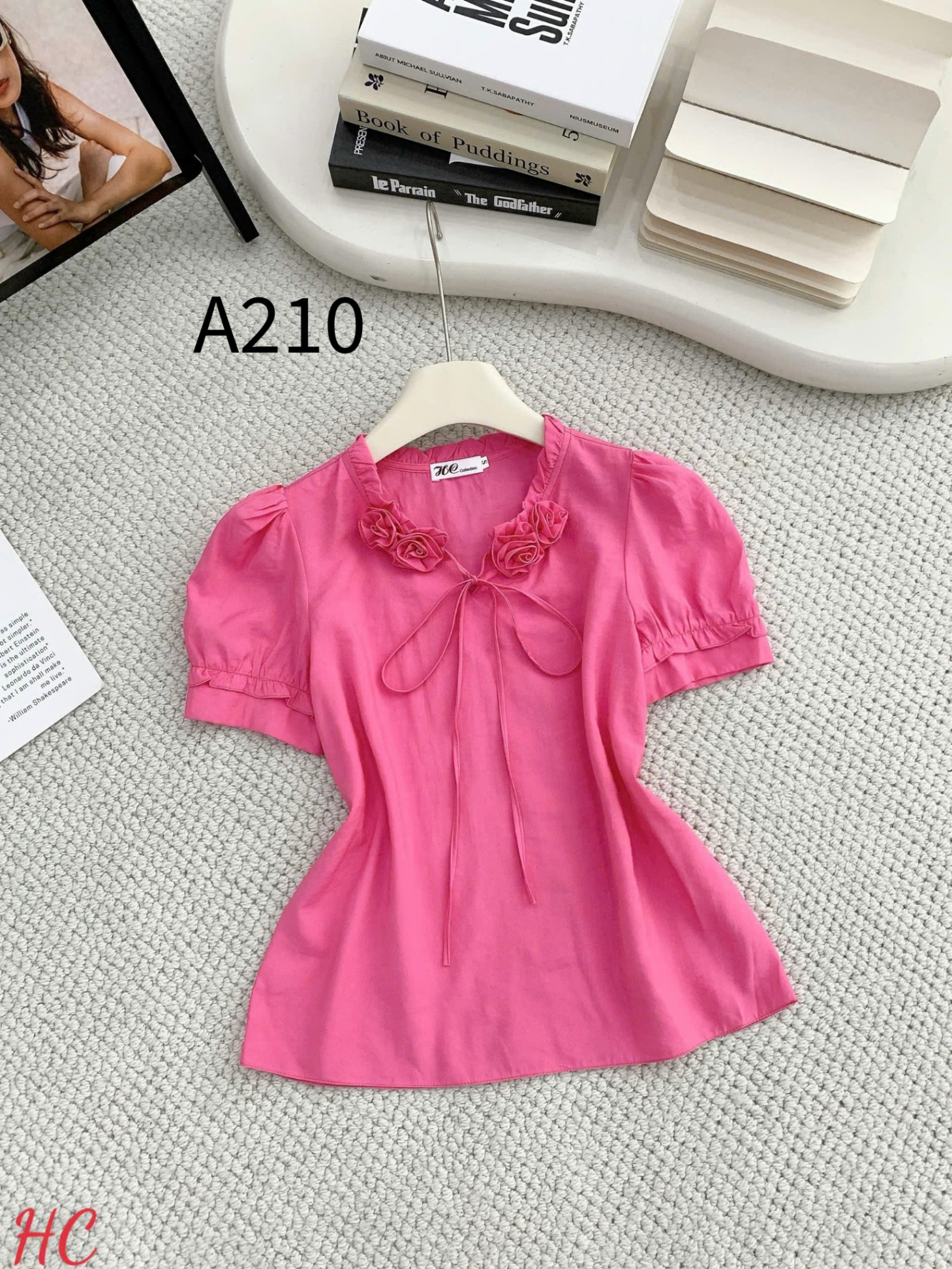 A210 Áo sơ mi cổ hoa dây nơ