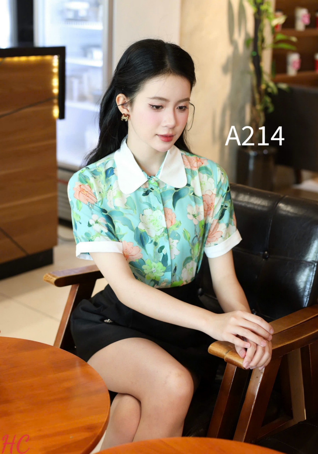 A214 Áo sơ mi hoa cổ lượn