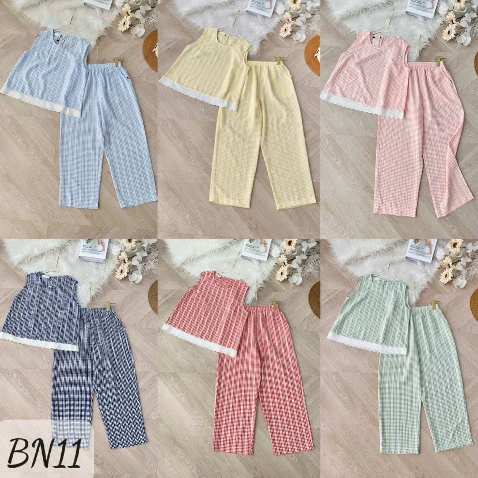 BN11 Bộ ngủ kẻ quần lửng