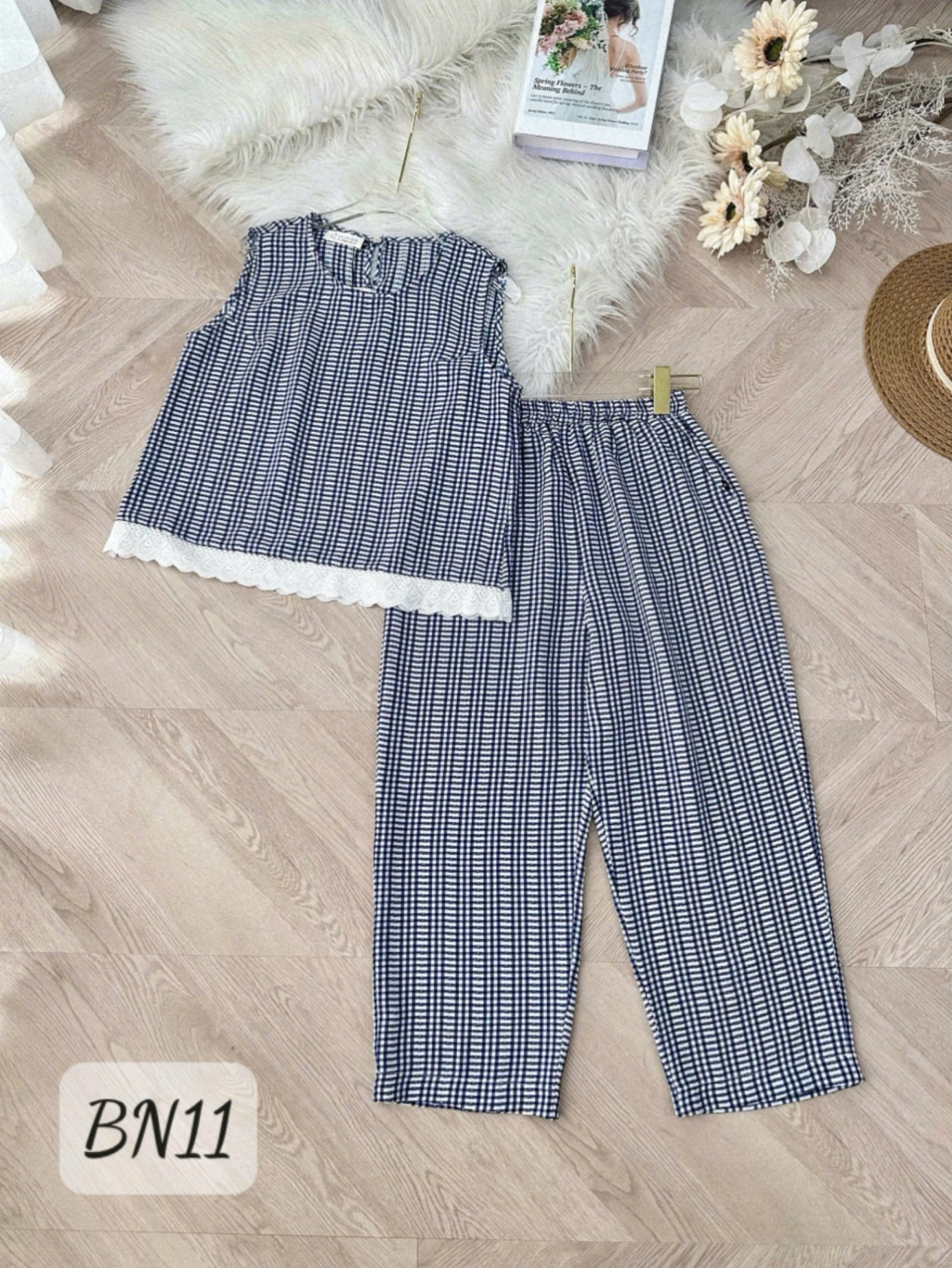 BN11 Bộ ngủ kẻ quần lửng