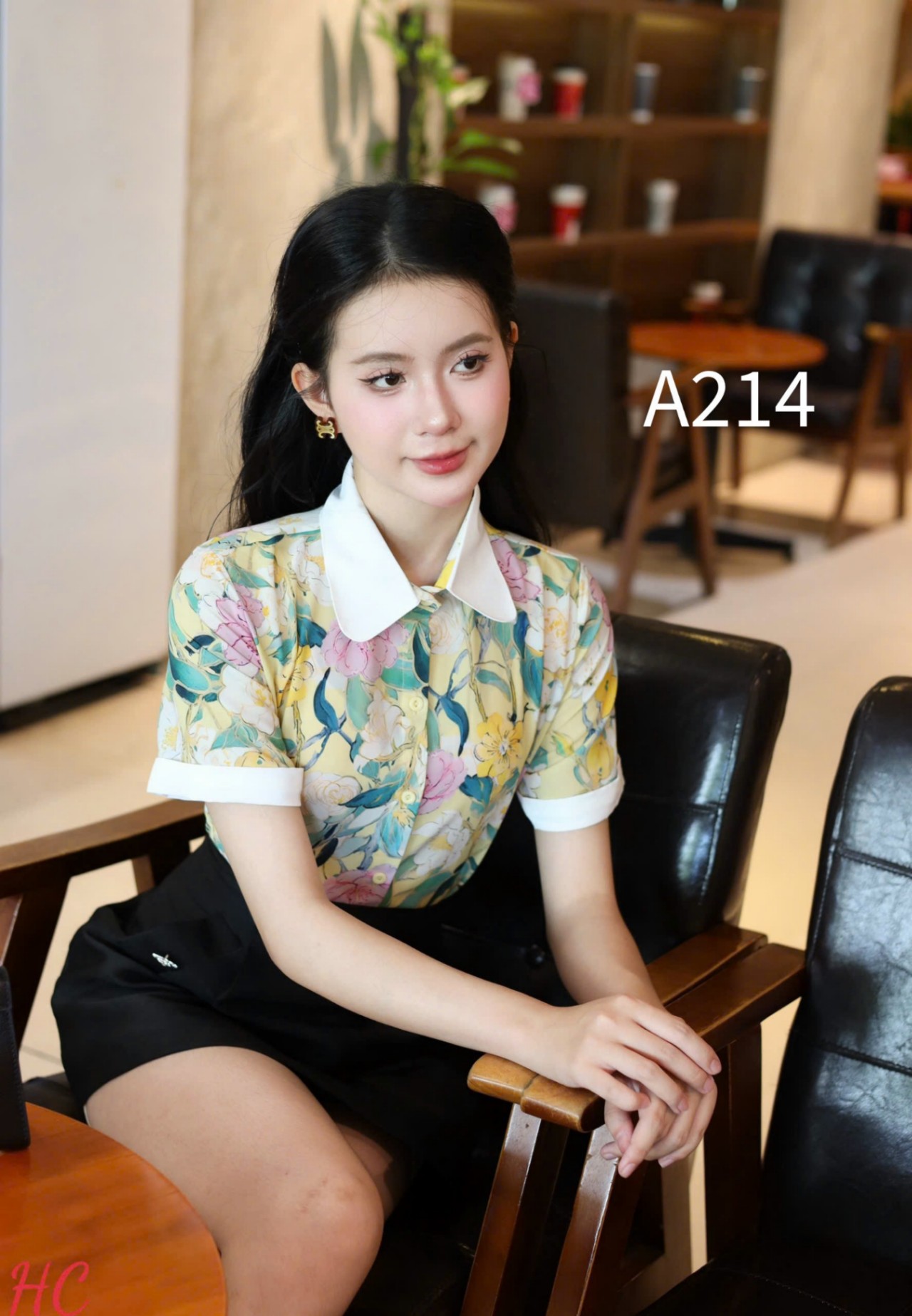A214 Áo sơ mi hoa cổ lượn