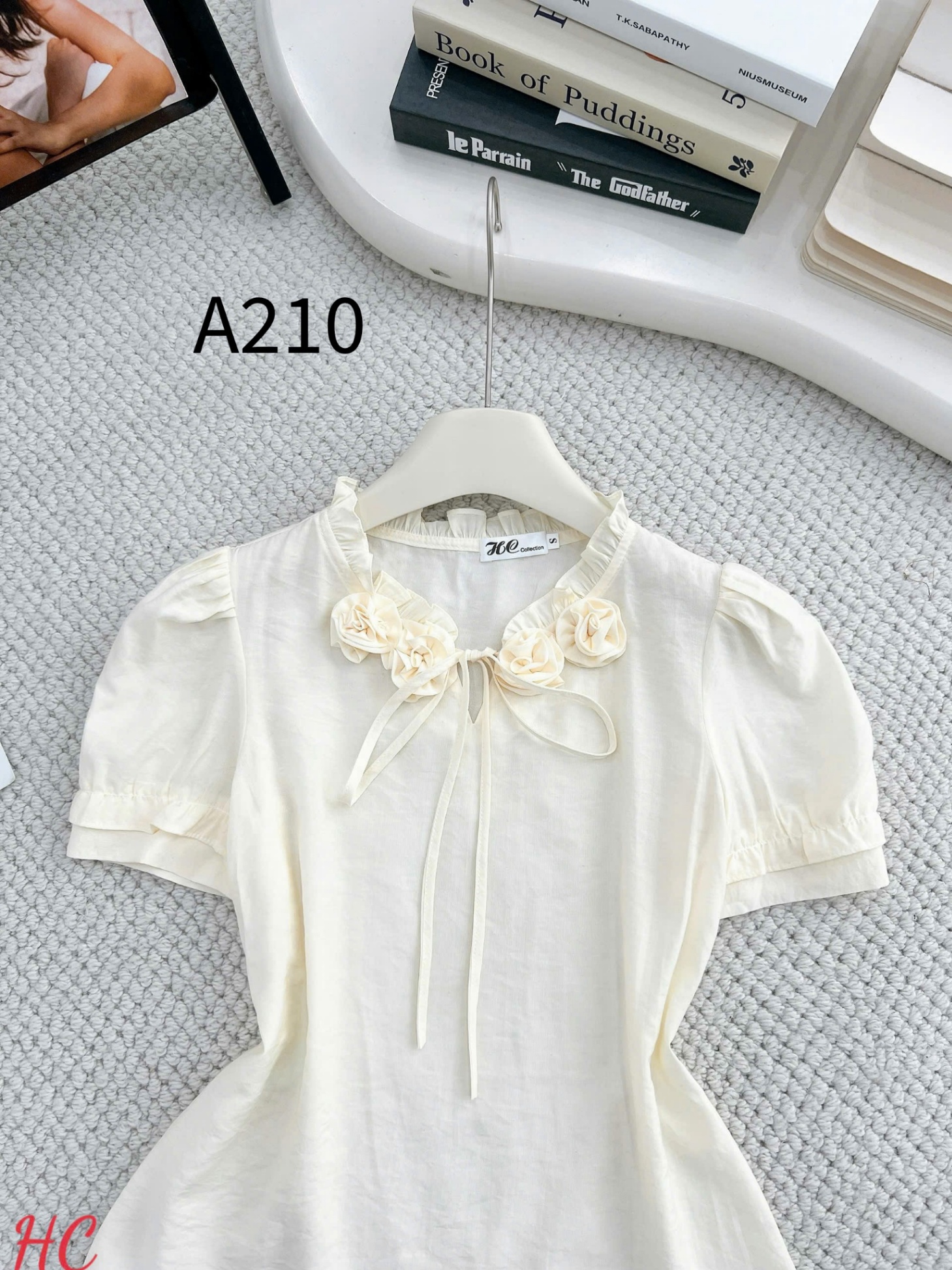 A210 Áo sơ mi cổ hoa dây nơ