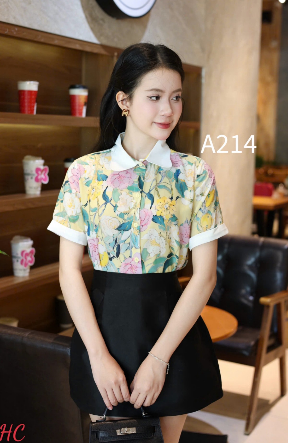 A214 Áo sơ mi hoa cổ lượn