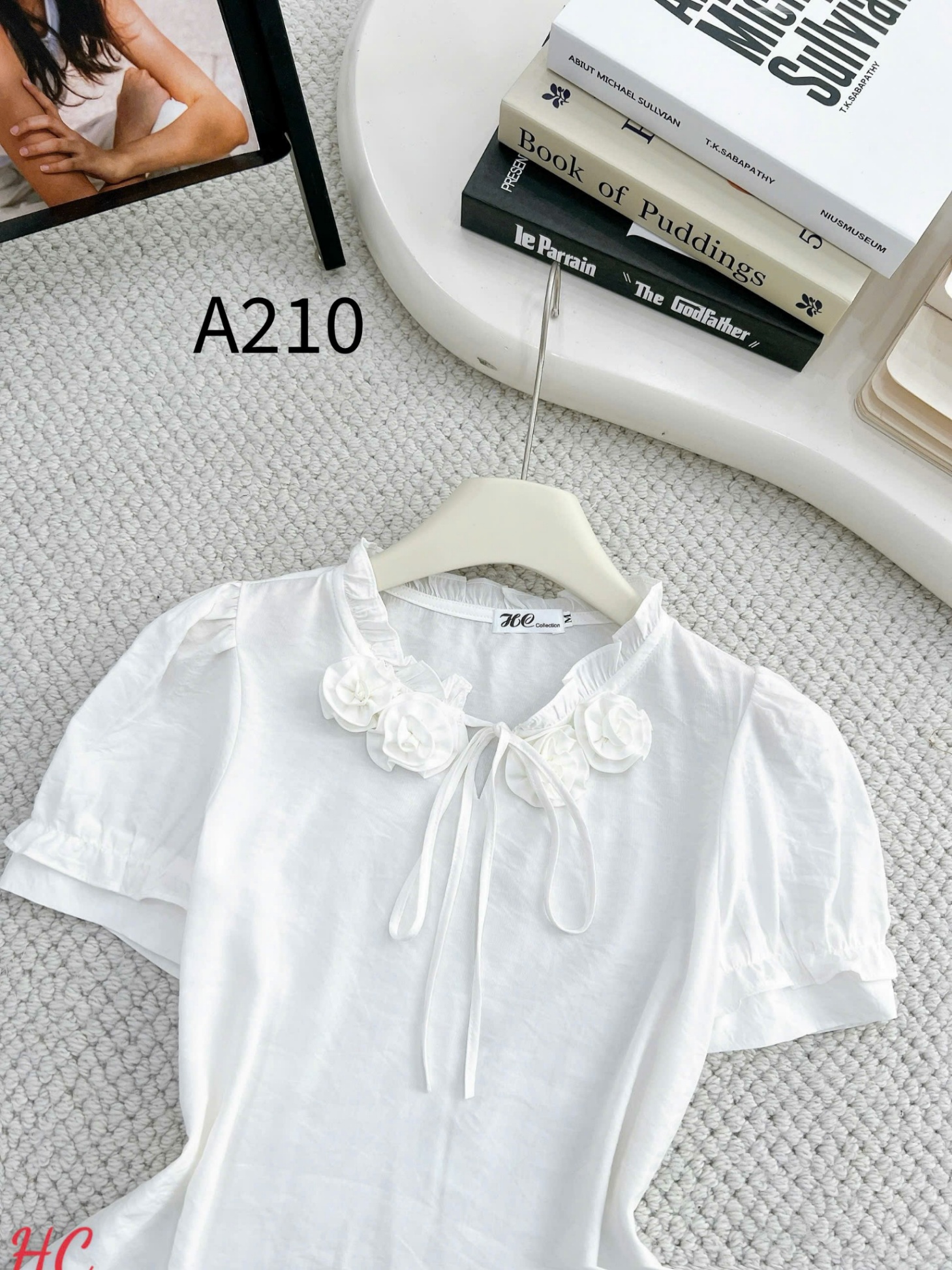 A210 Áo sơ mi cổ hoa dây nơ