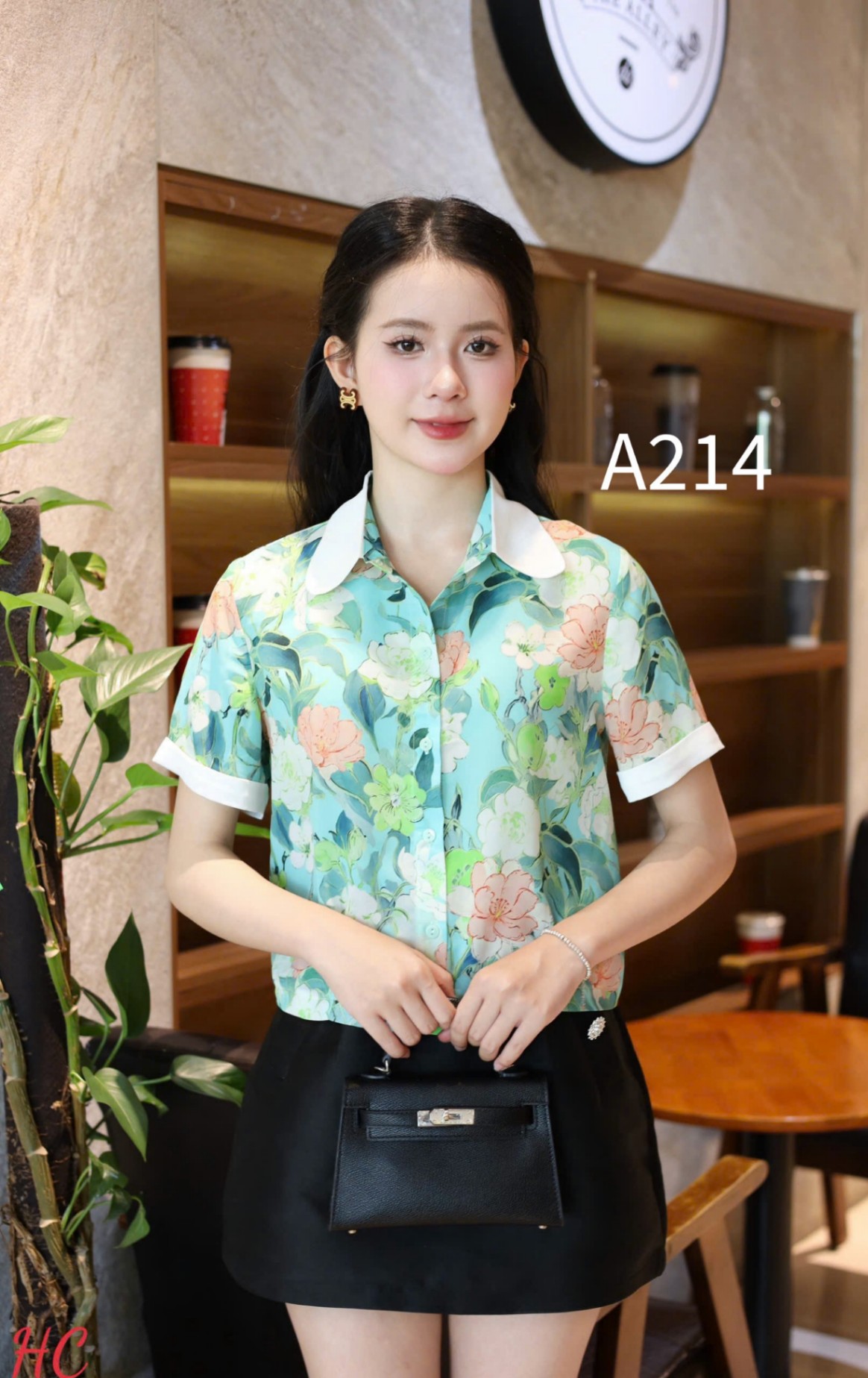 A214 Áo sơ mi hoa cổ lượn