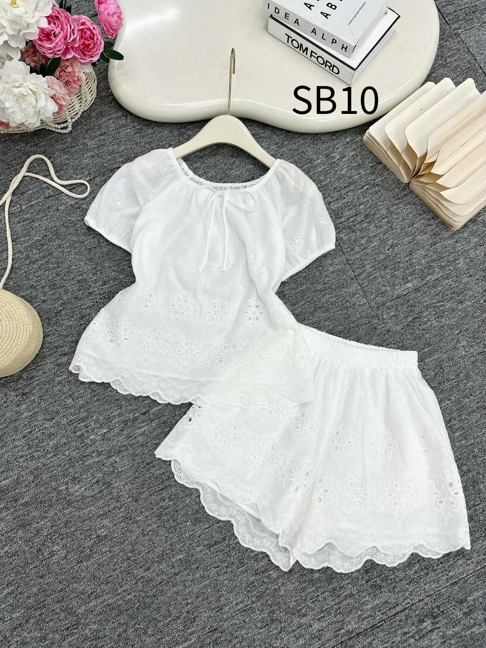 SB10 Set áo quần chất ren 2 lớp