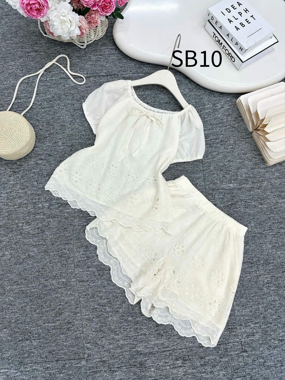 SB10 Set áo quần chất ren 2 lớp