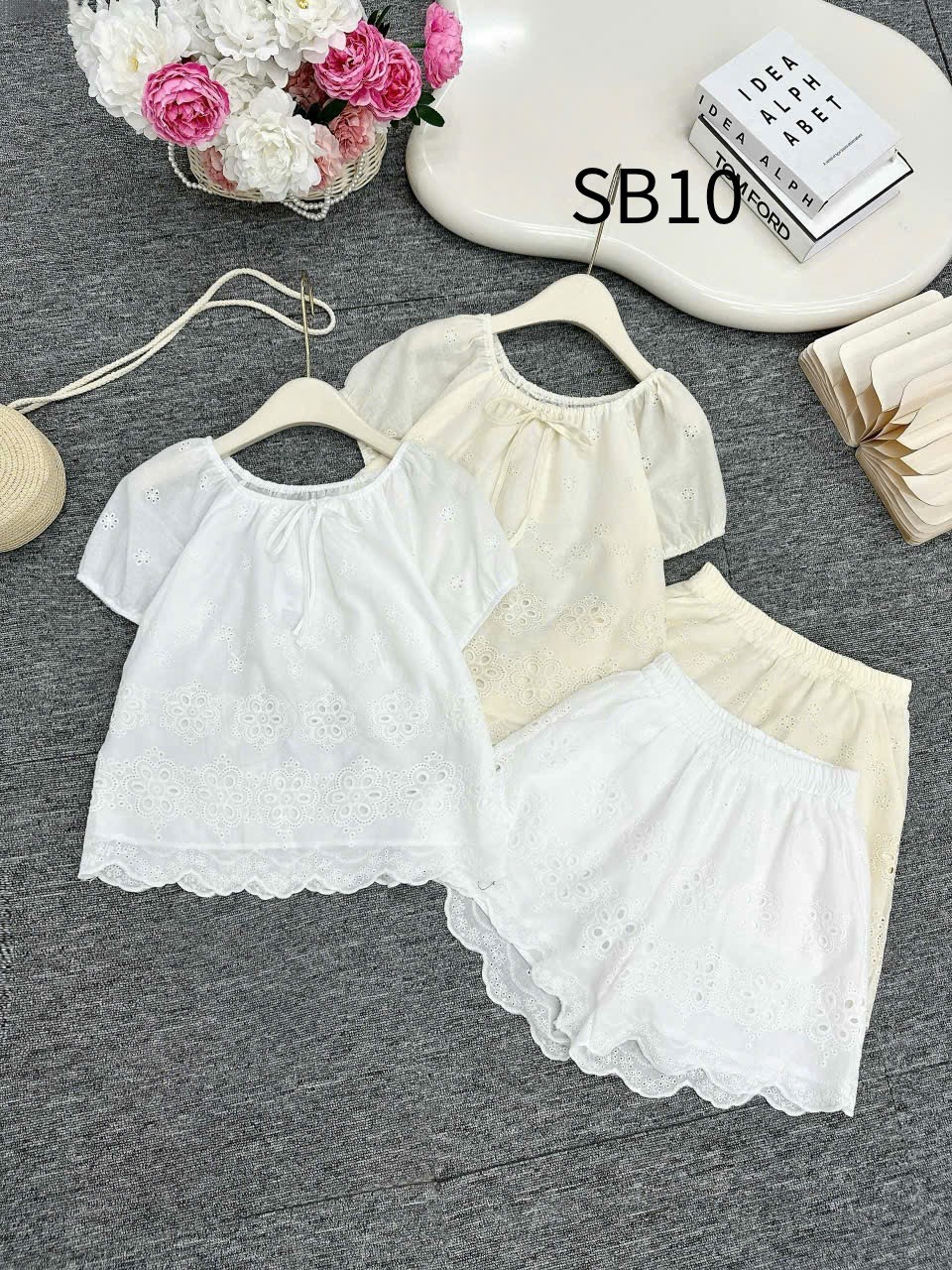 SB10 Set áo quần chất ren 2 lớp