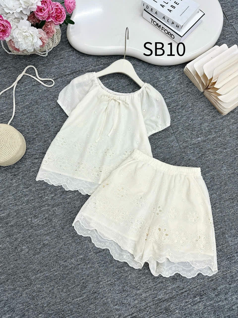 SB10 Set áo quần chất ren 2 lớp