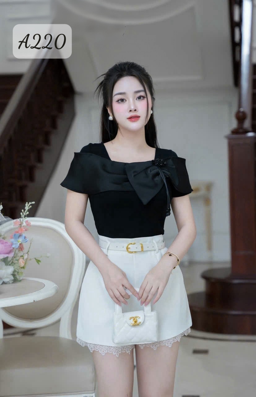 A220 Áo phối nơ lệch
