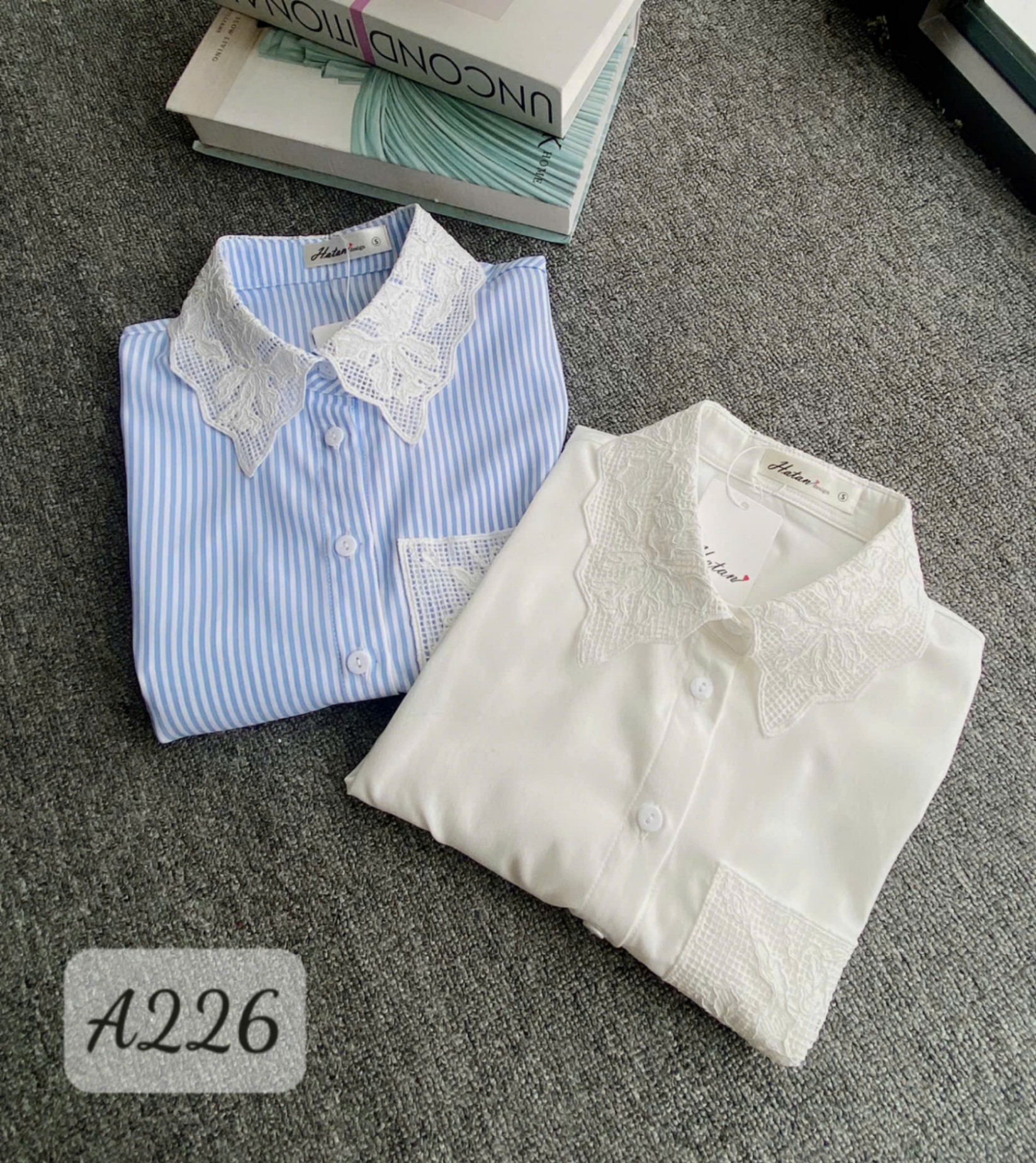 A226 Áo sơ mi phổ cổ túi ren