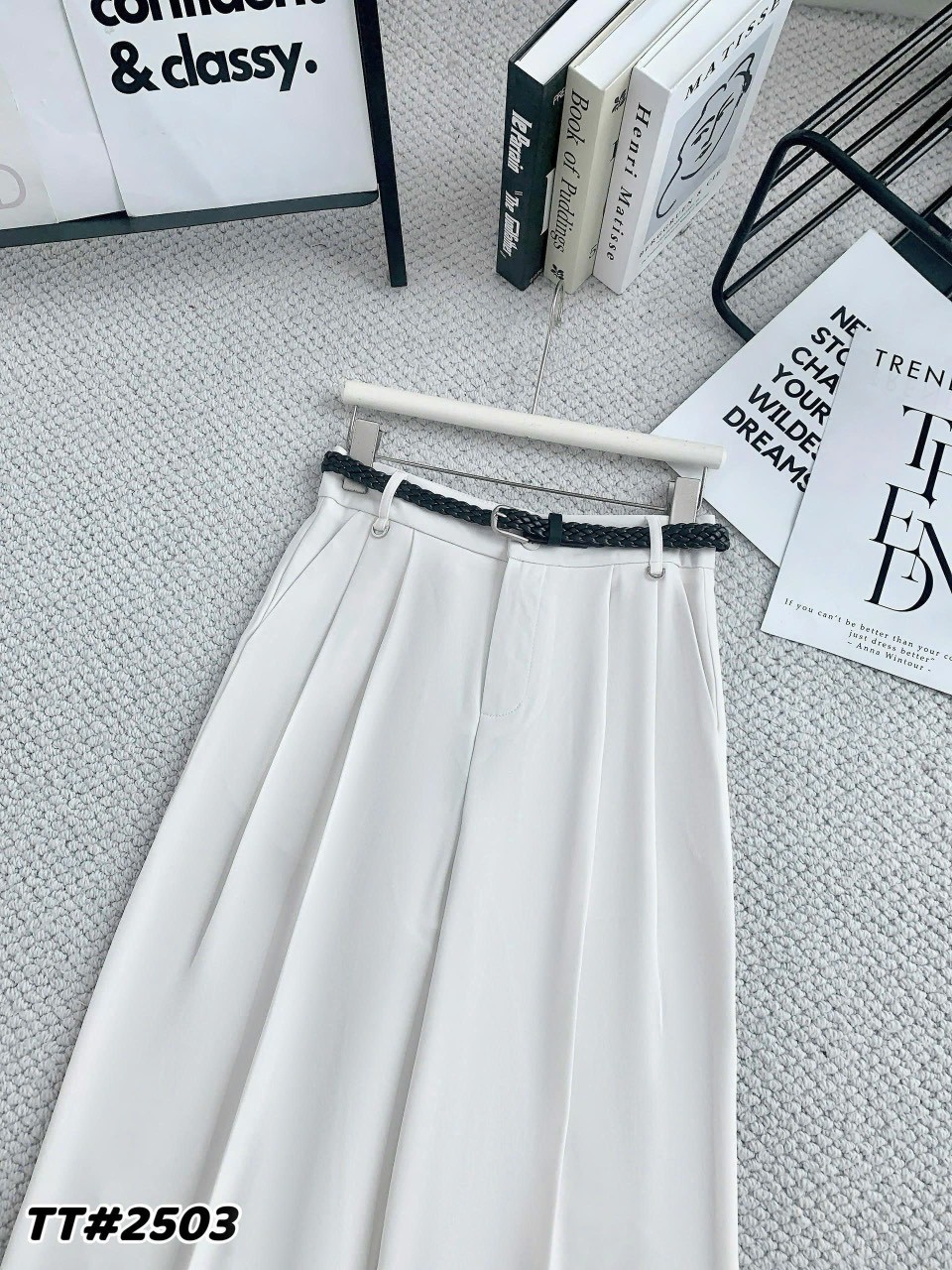 Q2503 Quần nấm 2 ly kèm đai đan