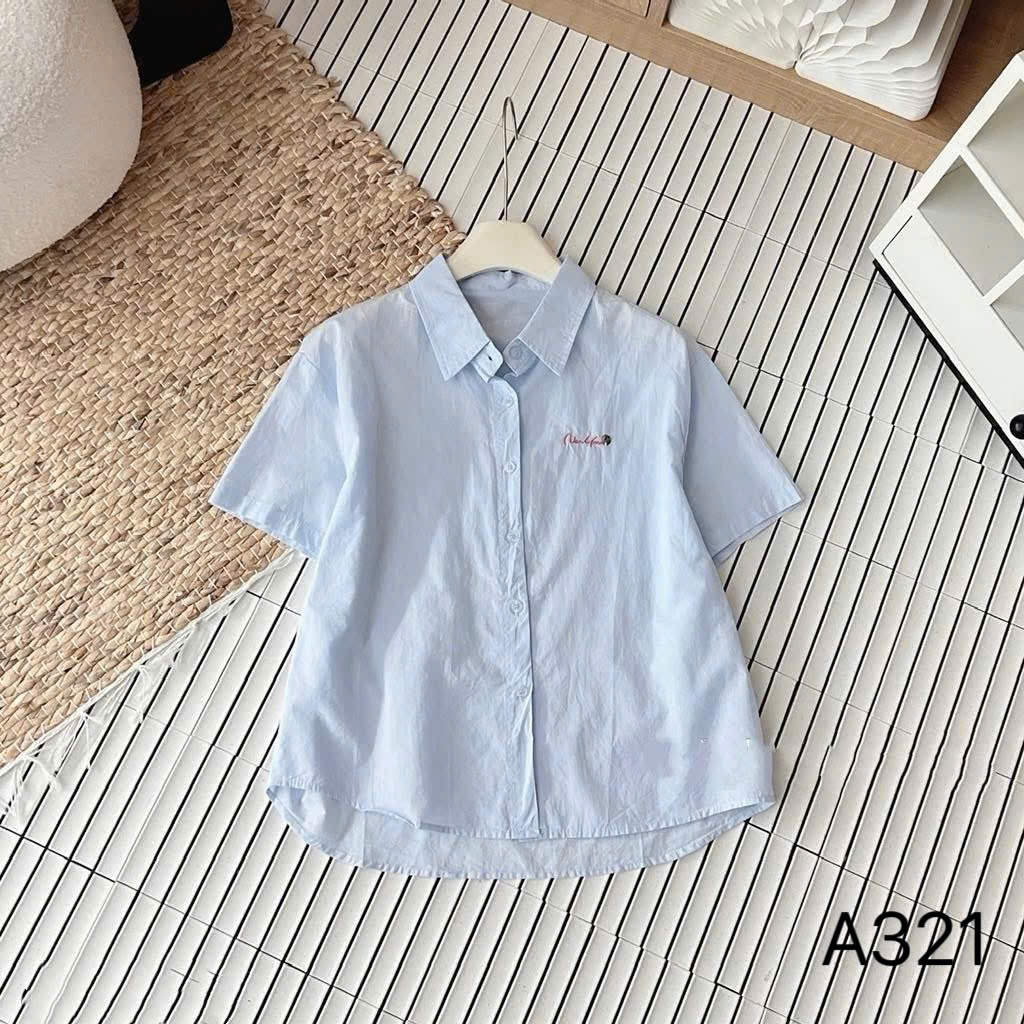 A321 Áo sơ mi thô thêu chữ