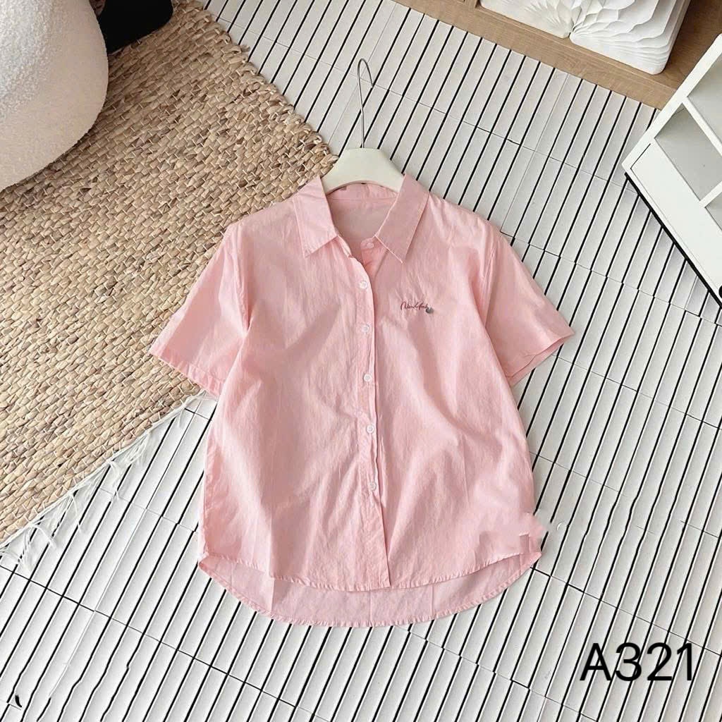 A321 Áo sơ mi thô thêu chữ