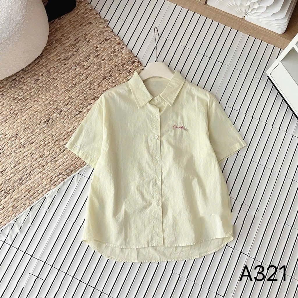 A321 Áo sơ mi thô thêu chữ