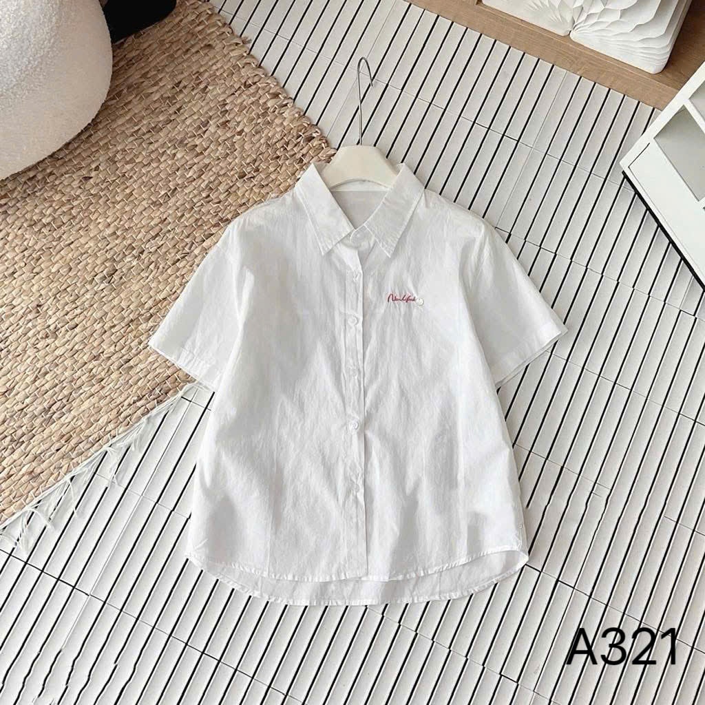 A321 Áo sơ mi thô thêu chữ