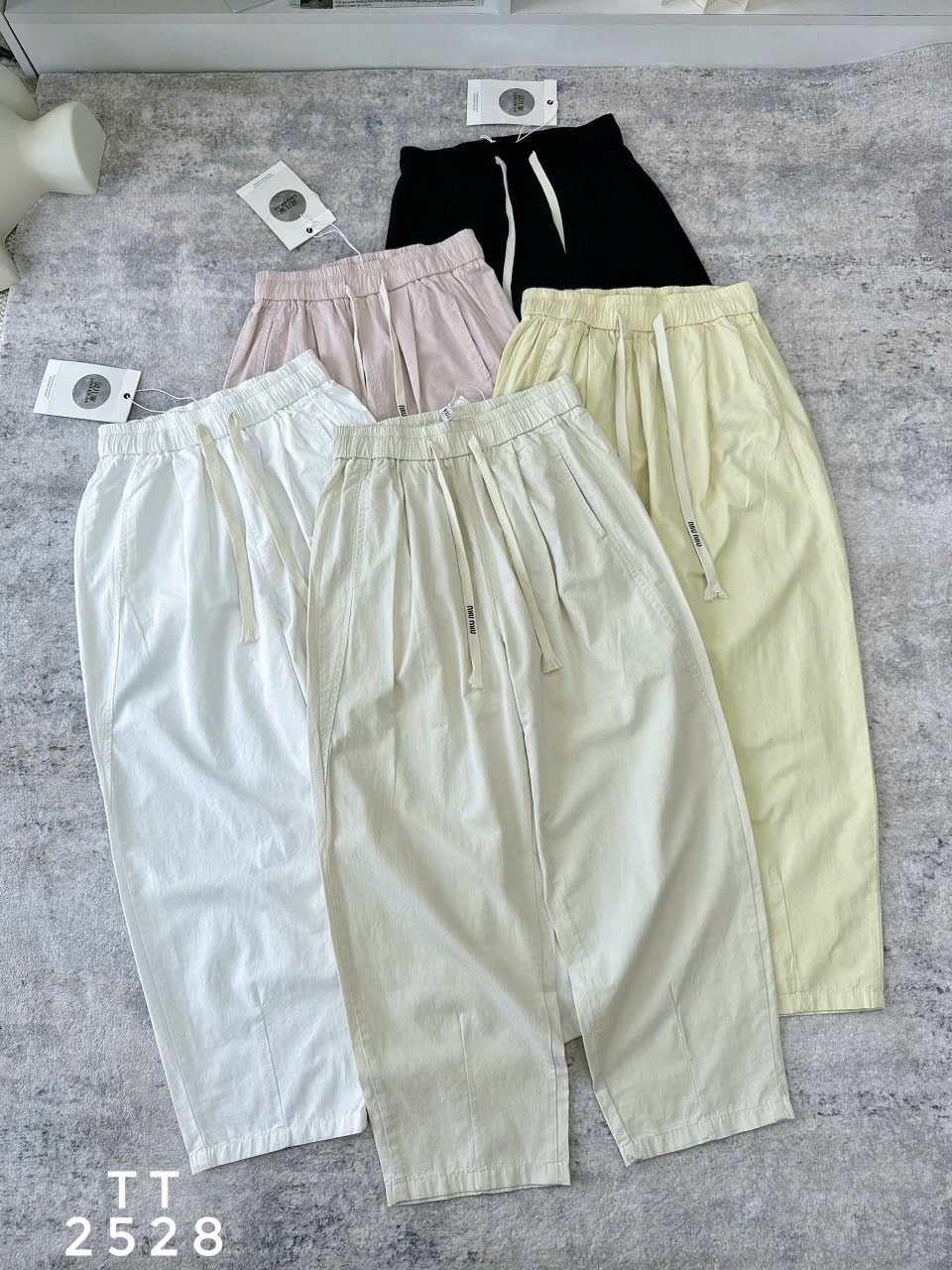 Q2528 Quần thô cạp chun kèm dây rút miumiu
