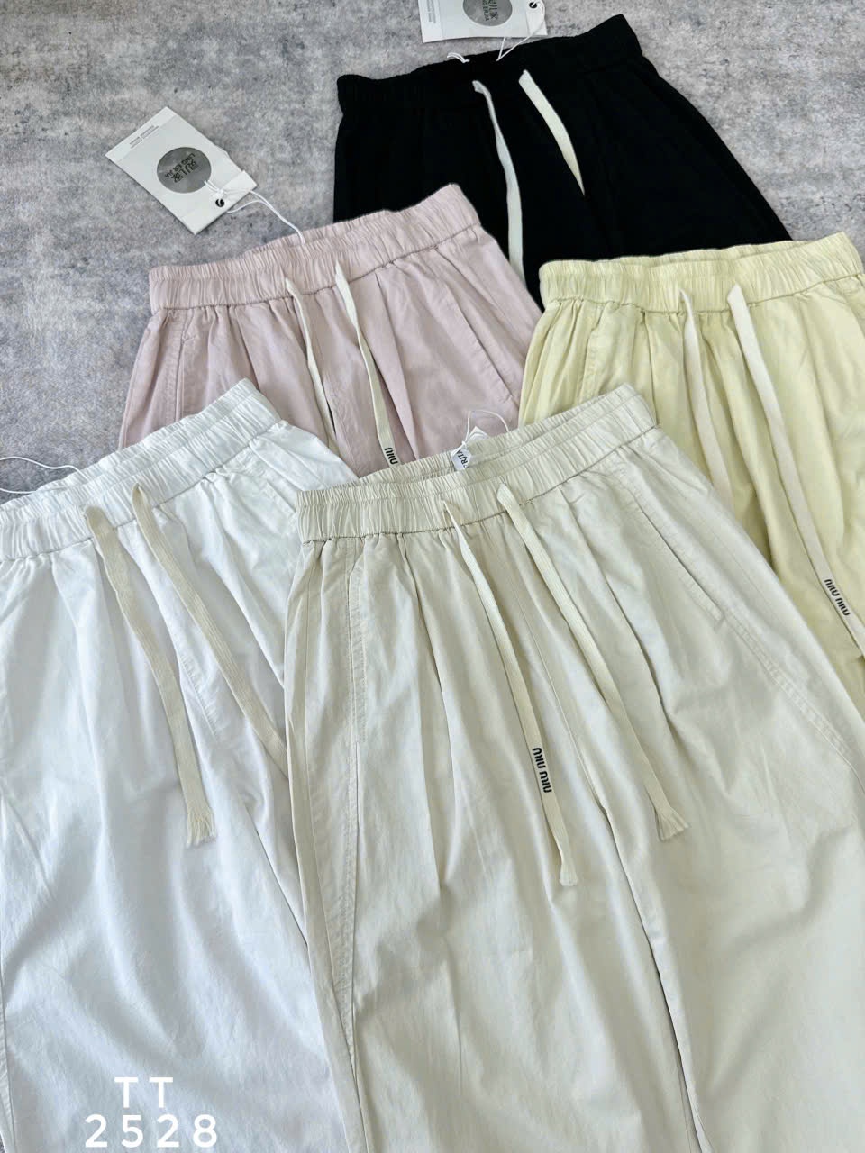 Q2528 Quần thô cạp chun kèm dây rút miumiu