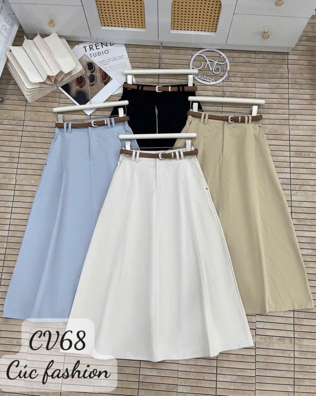 CV68 Chân váy đỉa đôi kèm đai