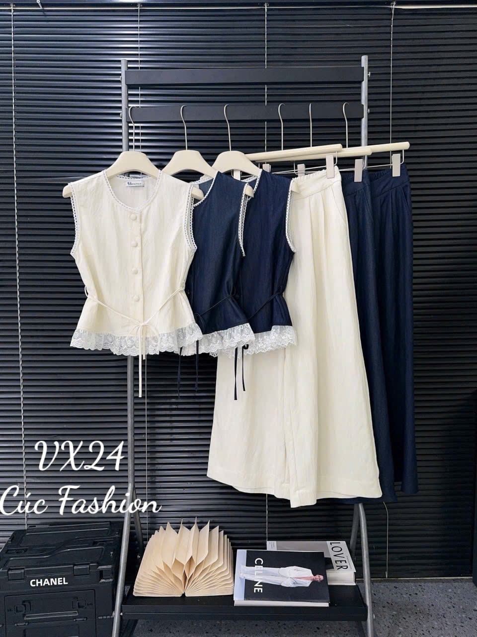VX24 Set quần áo sát nách phối ren